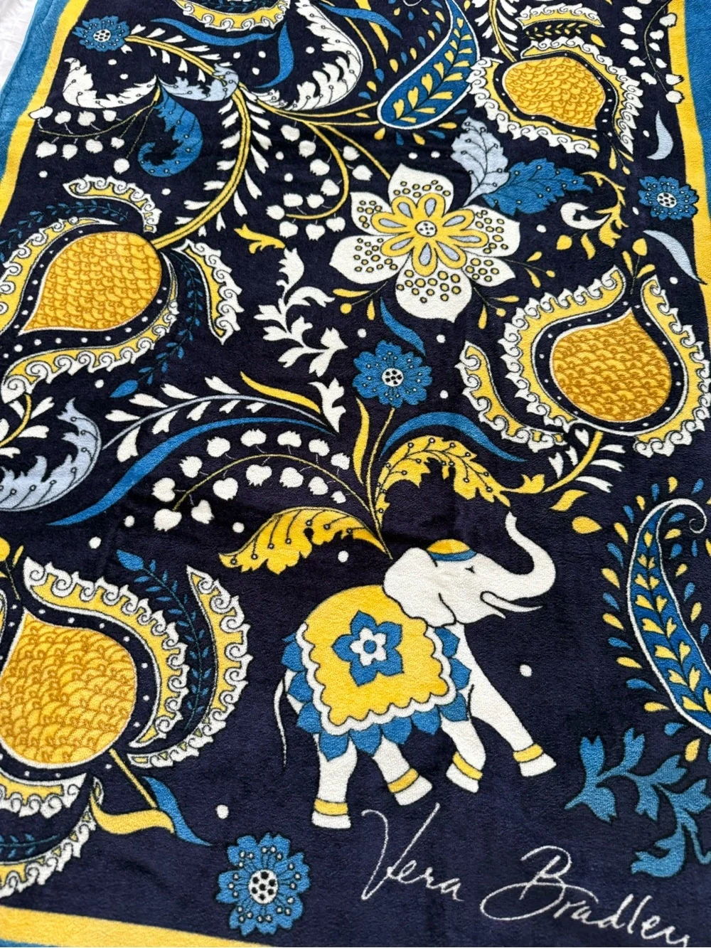 NWT Vera Bradley Ellie Blue Beach Towel Retired Pattern Rare! 33” X 66”